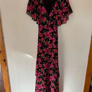 Floral Black and Pink Women's Dress